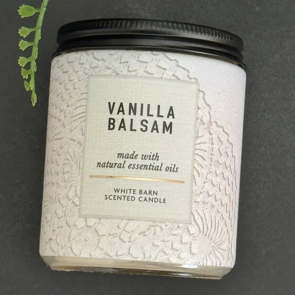 BBW Vanilla Balsam White Barn Bath & Body Works Mason Jar Single Wick Candle - Picture 5 of 10